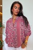 Ole Bubble Cotton Bandana Laurie Blouse Indian Pink
